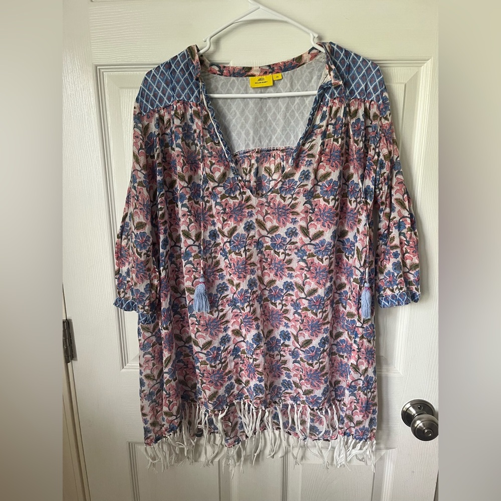 Roberta Roller Rabbit Pink and Purple Embellished Tunic Coverup